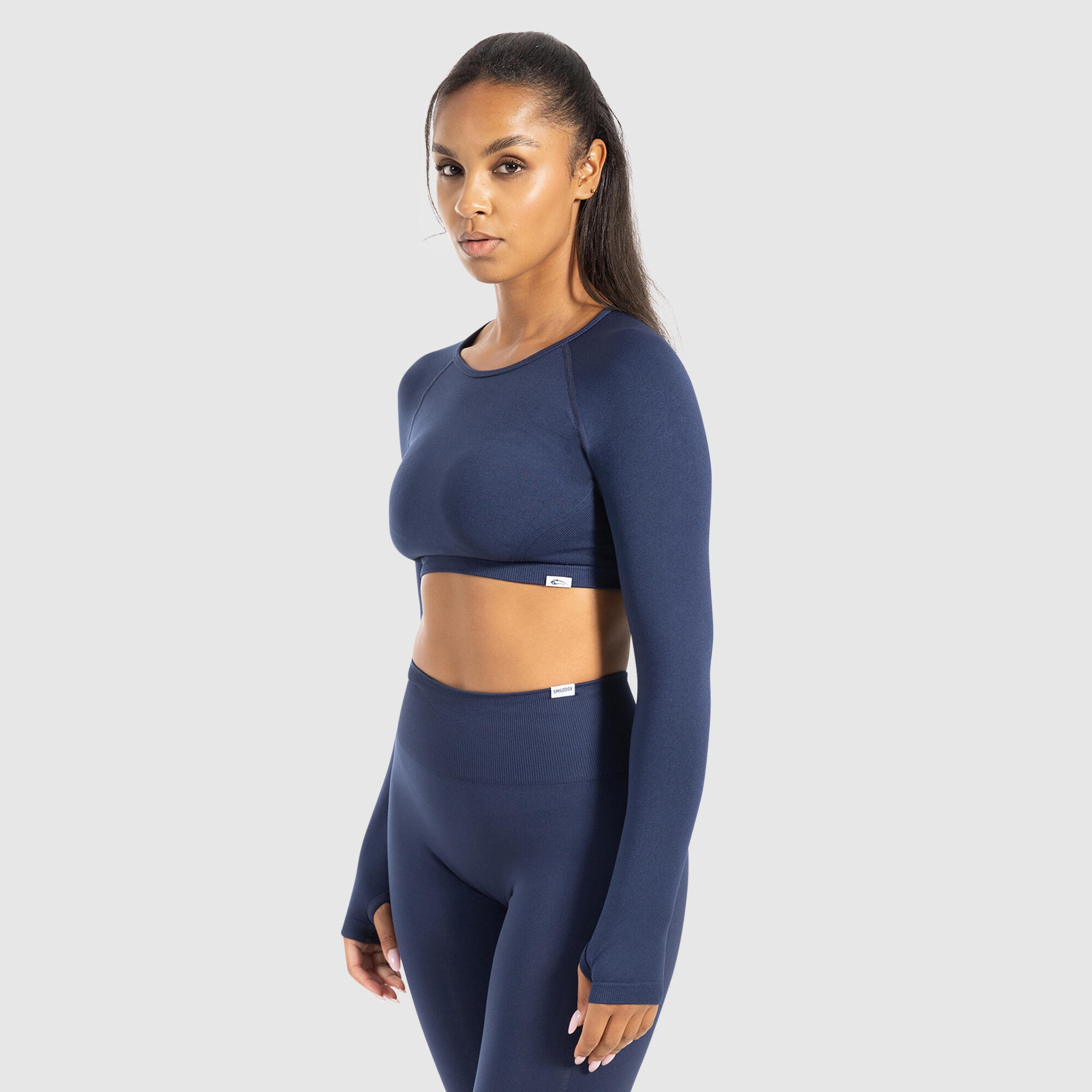 Damen Crop Longsleeve Linnea Marineblau 2/5