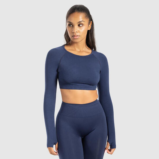 Damen Crop Longsleeve Linnea Hellgrau