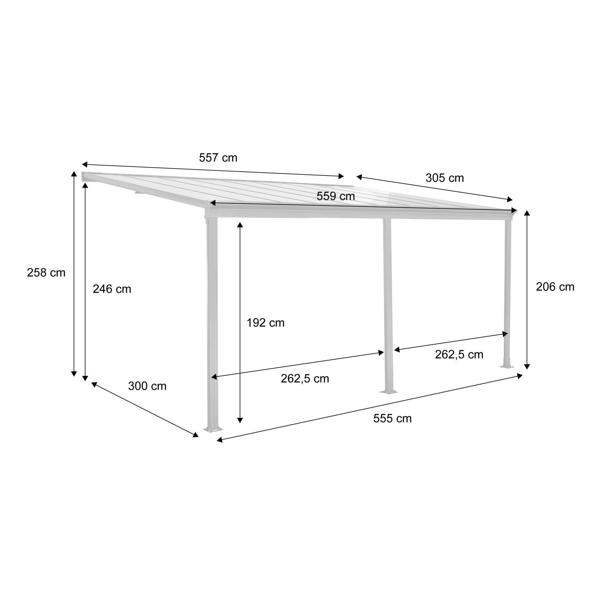 Pérgola, carpot encostado em alumínio 3x5m com calha, Antracite 4/4