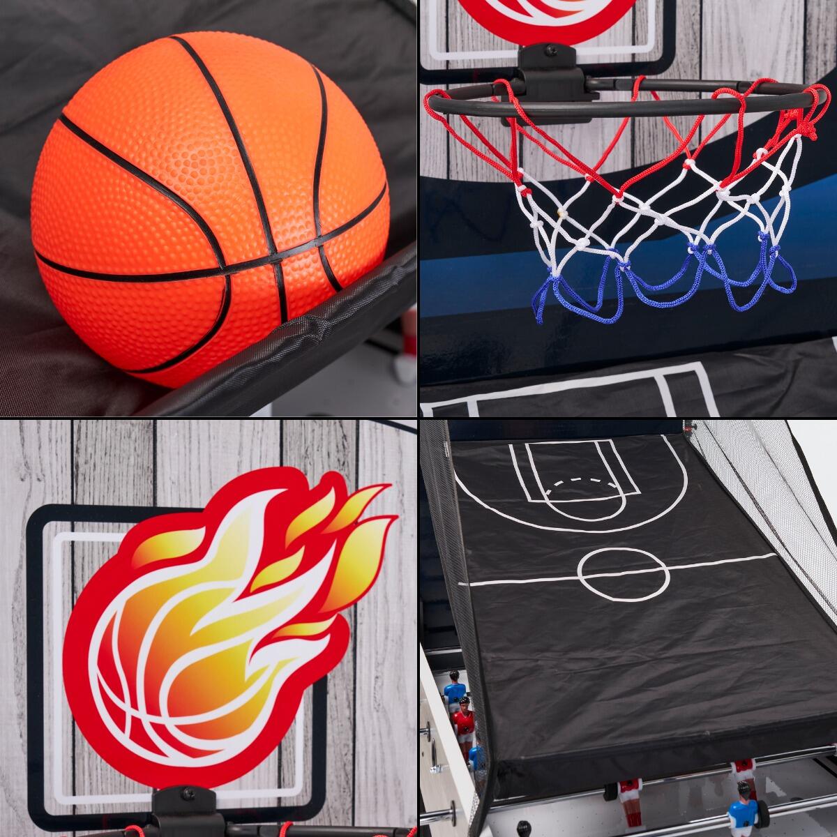 4-in-1 Multispieltisch mit Tischfußball, Airhockey, Tischtennis und Basketball 3/5