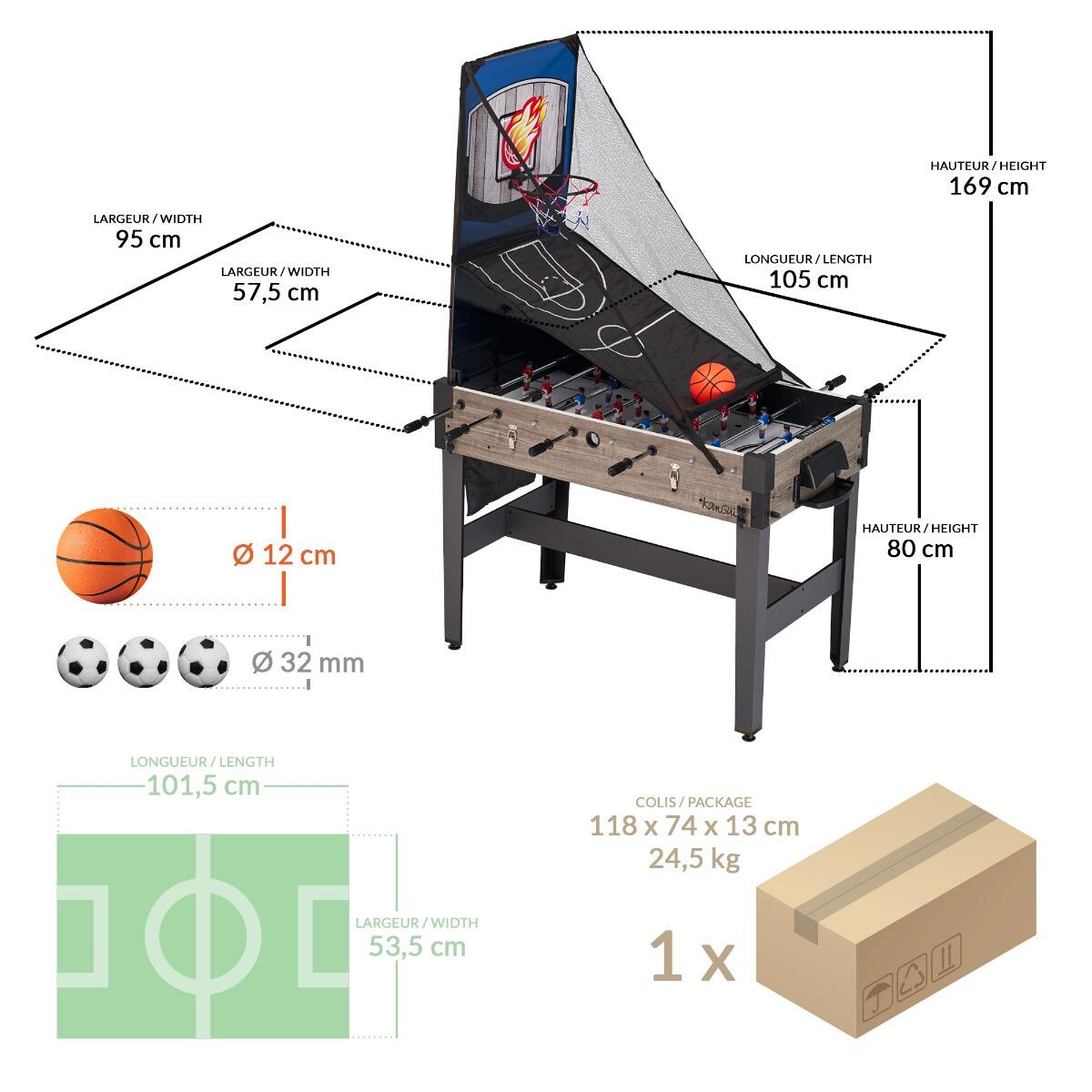 4-in-1 Multispieltisch mit Tischfußball, Airhockey, Tischtennis und Basketball 2/5