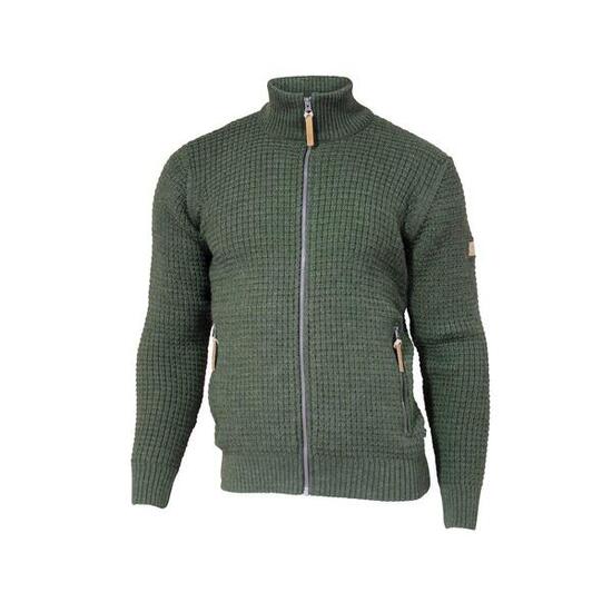 Pullover Moritz Full Zip Loden Green – 100% Wolle – Grün