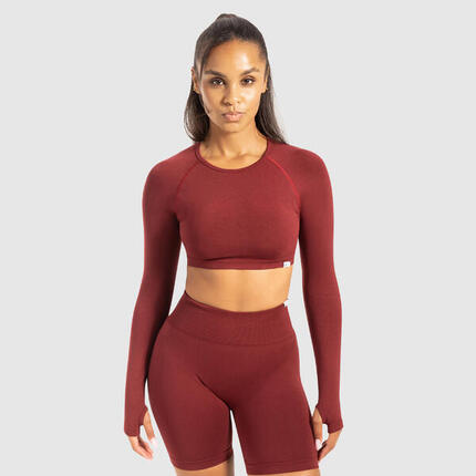 Damen Crop Longsleeve Linnea Bordeaux