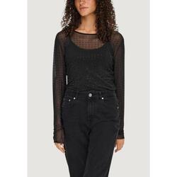 t-shirt manches longues Onlhilen Ls Rhinestone Mesh Top Wvn FEMME NOIR