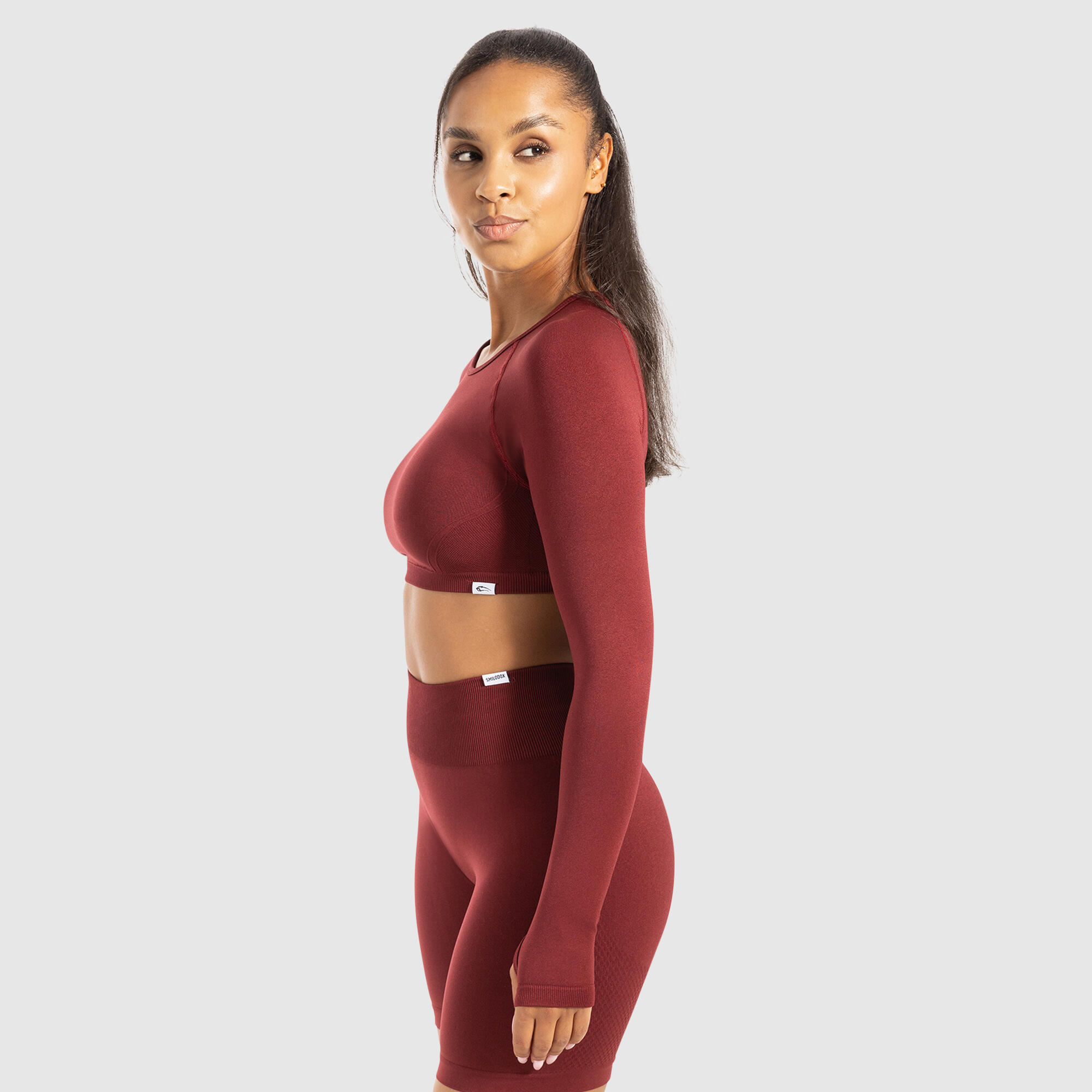 Damen Crop Longsleeve Linnea Bordeaux 2/5
