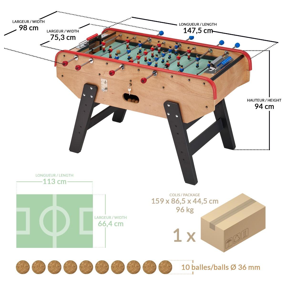 Babyfoot adulte luxe en bois style bistrot avec monnayeur - 30 jetons fournis 2/5