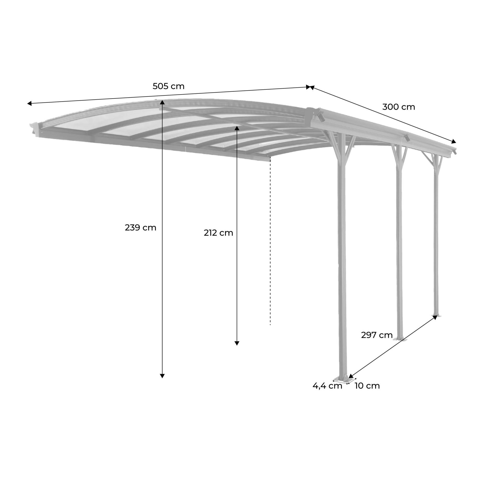 Carport em alumínio e policarbonato, 15m², Antracite 4/5