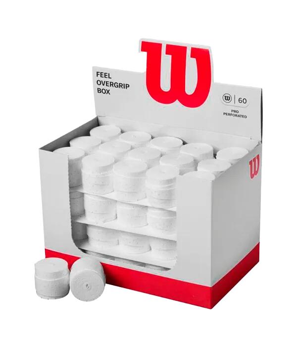Caixa 60 Wilson Padel Overgrips Branco Pro Perfurado 1/3