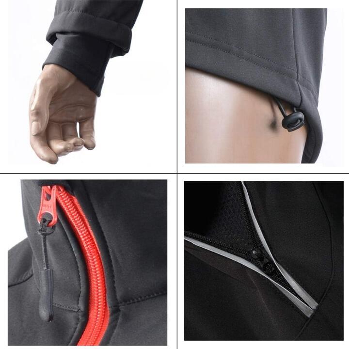 Veste Imperméable de Vélo Thermique Noir Rouge XL 5/8