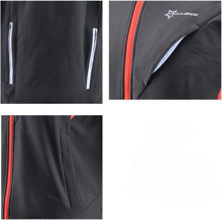Veste Imperméable de Vélo Thermique Noir Rouge XL 6/8