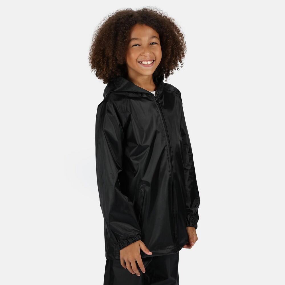Childrens/Kids Waterproof Jacket (Black) 3/4