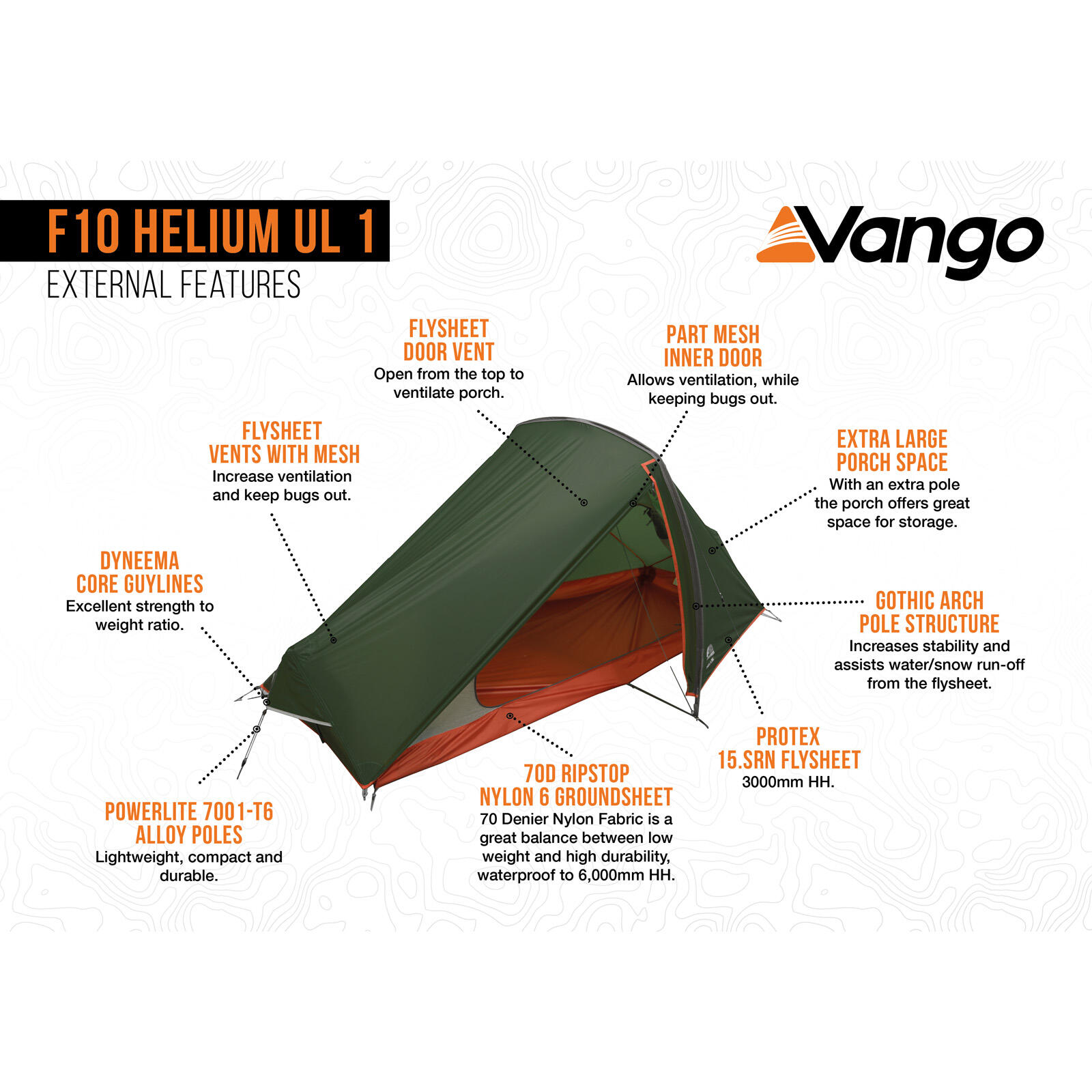 Trekking Tent Helium UL 1 Persoon Camping Eenmansfiets Pop Up 1.23 kg 3/7