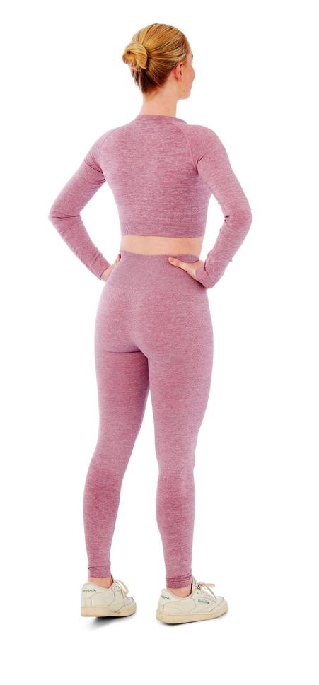 Damski zestaw sportowy Xtreme - legginsy sportowe + sportowy Croptop - Różowy