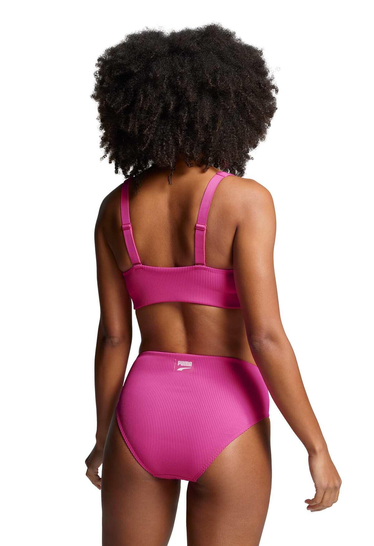 Bas de bikini hipster côtelé taille haute pour femme PUMA Neon Pink 2/5