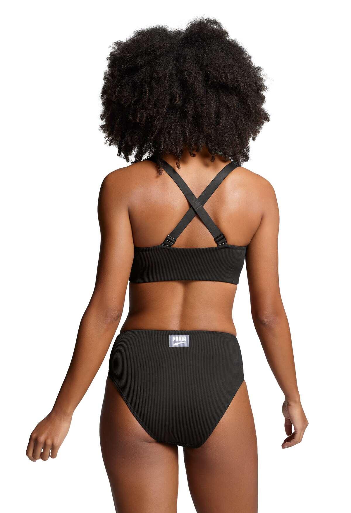 Haut de bikini à encolure côtelée dégagée pour femme PUMA Noir 3/7