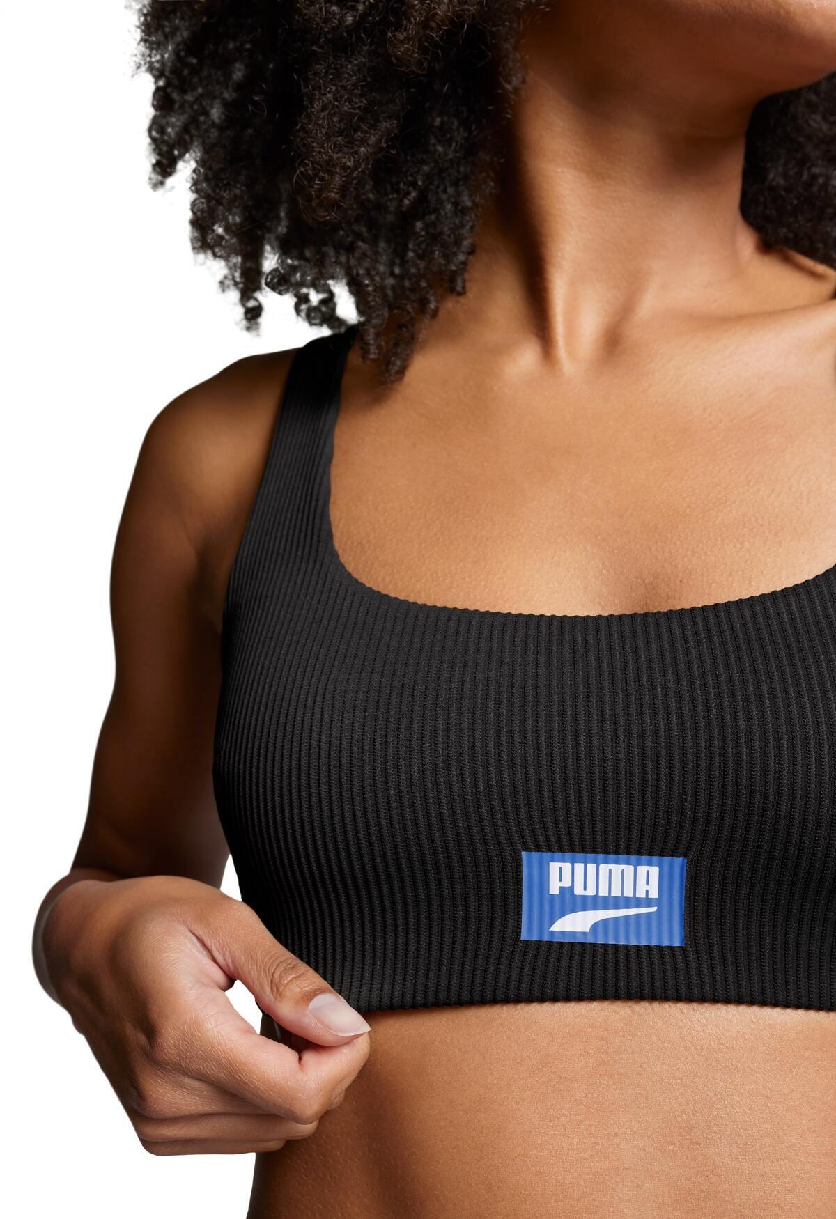 Haut de bikini à encolure côtelée dégagée pour femme PUMA Noir 4/7
