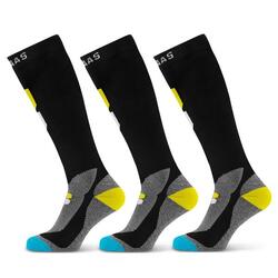 Chaussettes de ski Poederbaas Technical Bamboo Freeride 3-pack Noir