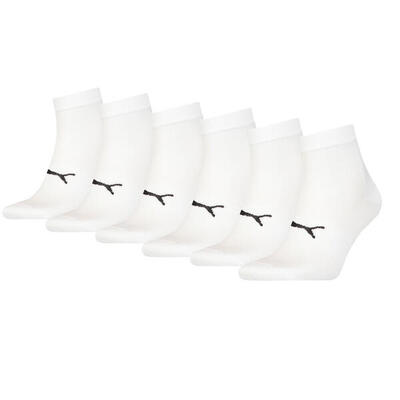Puma sport quartersokken light 6-pack wit