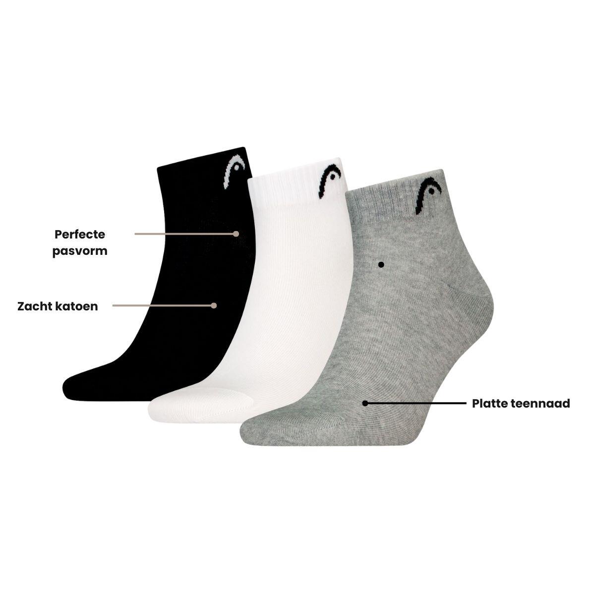 Viertelsocken Training 12 Paar Grau / Weiß / Schwarz 4/4