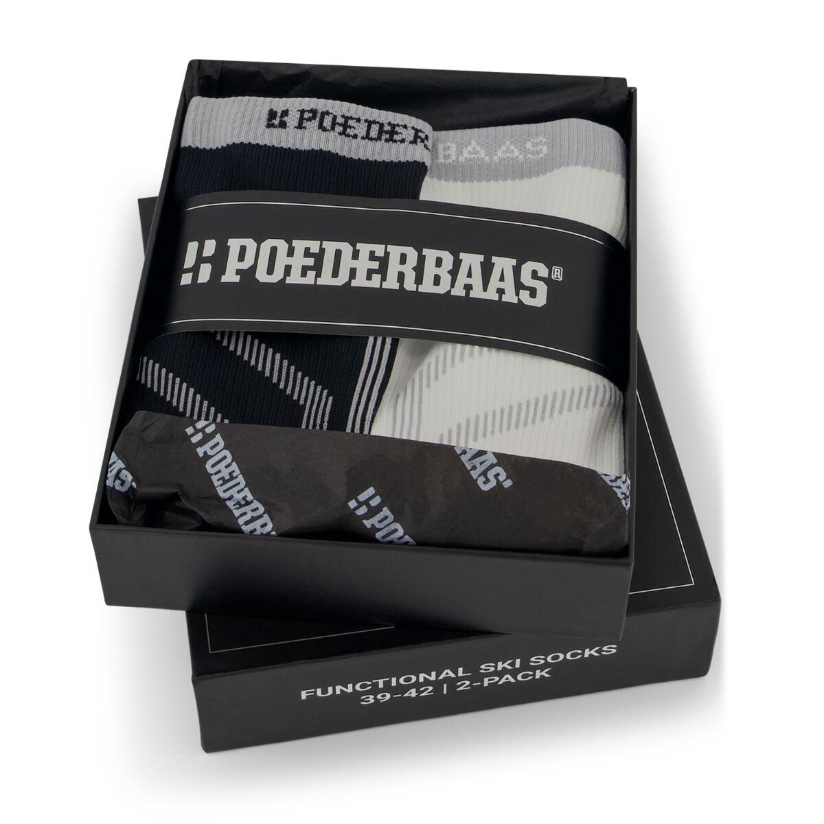 Poederbaas Skisokken Giftbox 2-pack Black/White 3/4