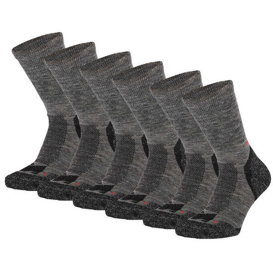Chaussettes de randonnée Xtreme laine mérinos 6 paires Multi Anthracite