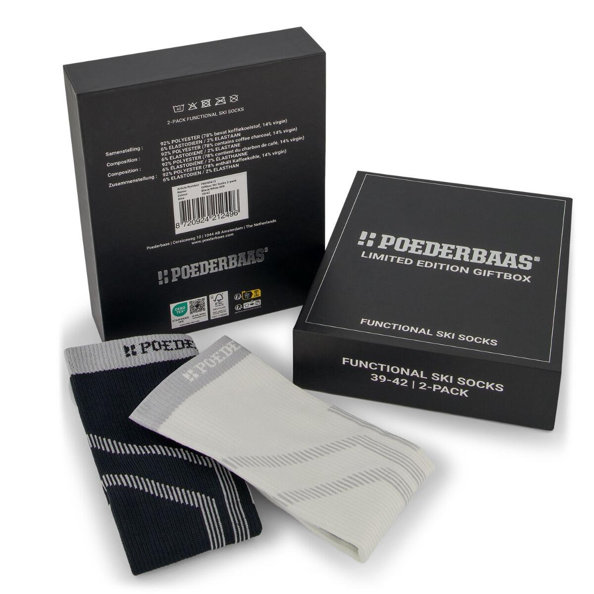 Poederbaas Skisokken Giftbox 2-pack Black/White 4/4