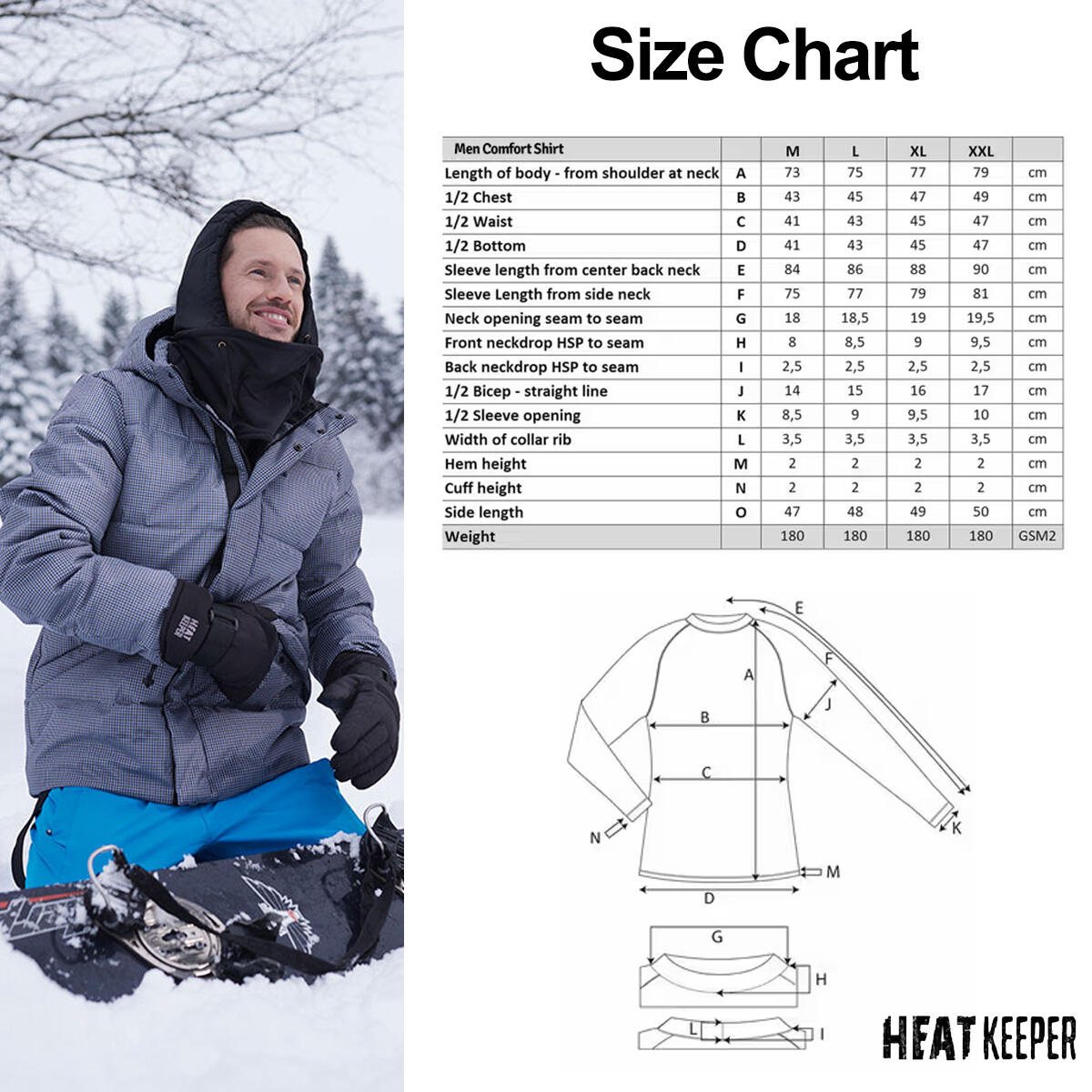 Camiseta Térmica de Manga Larga para Hombre Heatkeeper Confort Antracita Melange 4/4