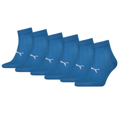 Puma sport quartersokken light 6-pack blauw