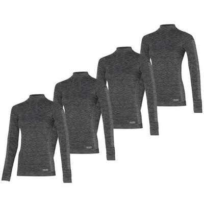 Heat keeper thermoshirt lange mouw dames premium 4-pack zwart melange
