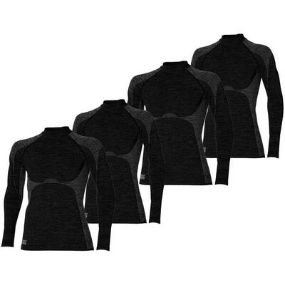 Heat keeper thermoshirt lange mouw heren premium 4-pack zwart melange