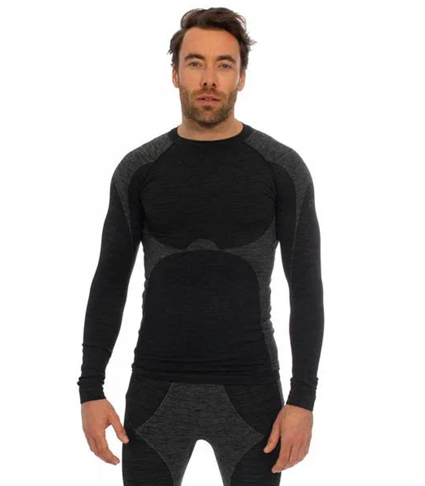 Camiseta Térmica de Manga Larga para Hombre Heat Keeper Premium Negro Melange 4/7