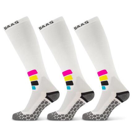 Chaussettes de ski Poederbaas Compression Technical Pro Merino 3-pack Blanc