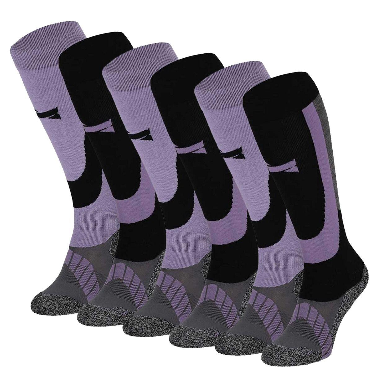 Xtreme Chaussettes de Ski Unisexe lot de 6 Multi-Violet 7/7
