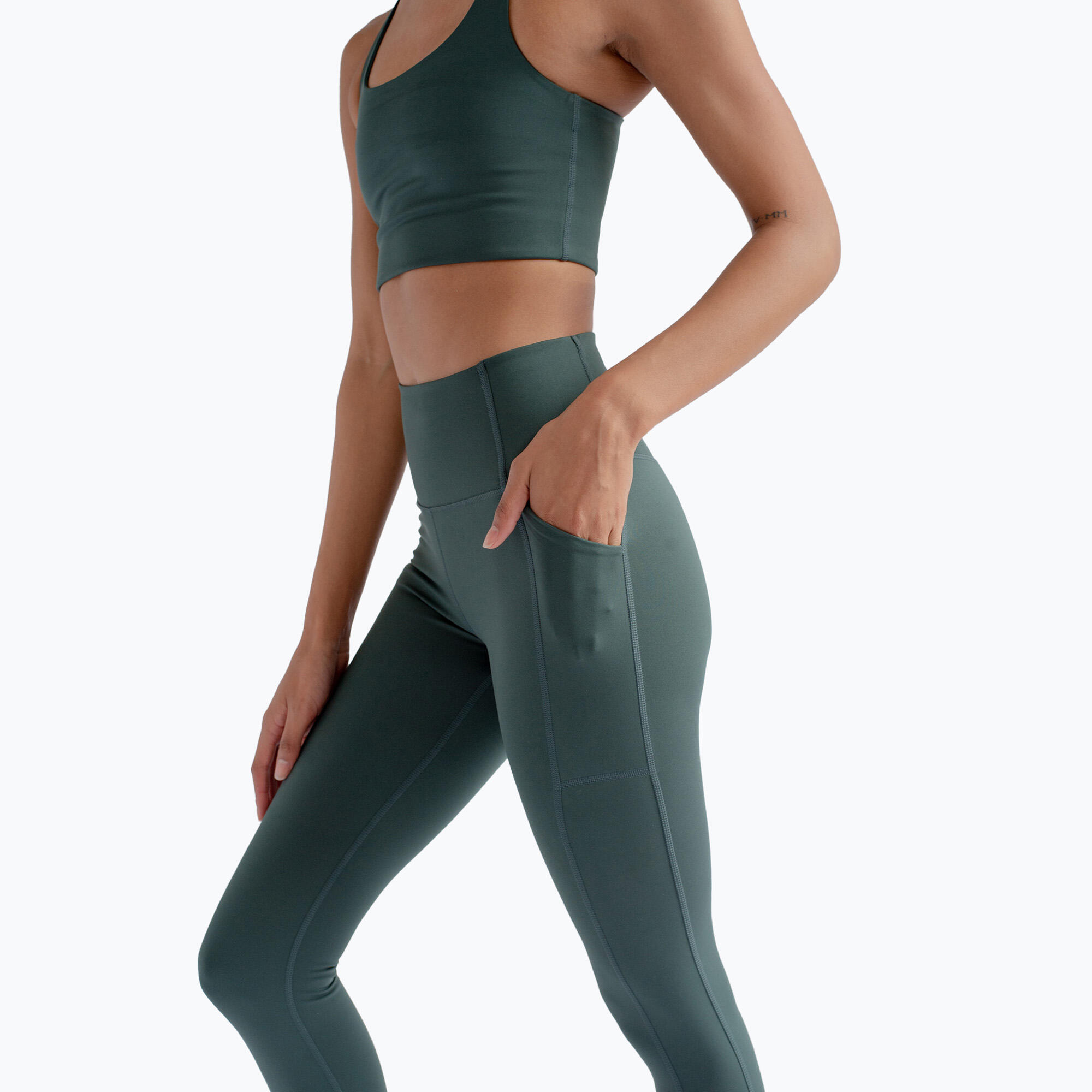 Legginsy wysoka talia 7/8 z kieszenią dla kobiet Girlfriend Collective 4/5