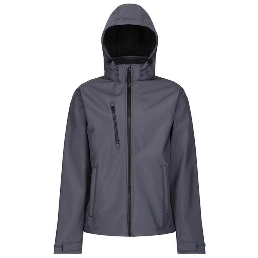 Mens Venturer Hooded Soft Shell Jacket (Seal Grey/Black) 1/4