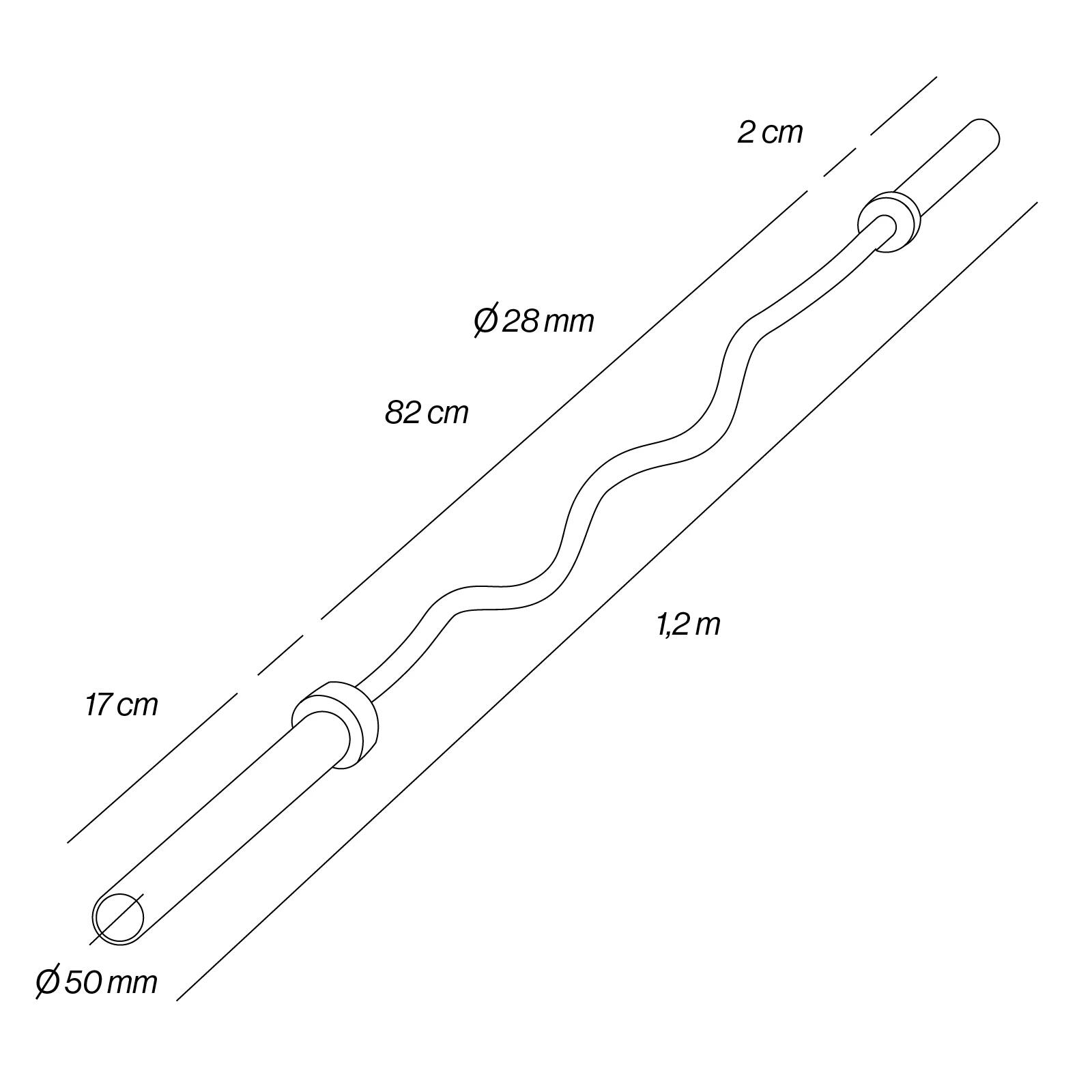 Barre Super Curl Acier Fitness Tech 120cm x 50mm 400lbs / 181kg Max 3/8