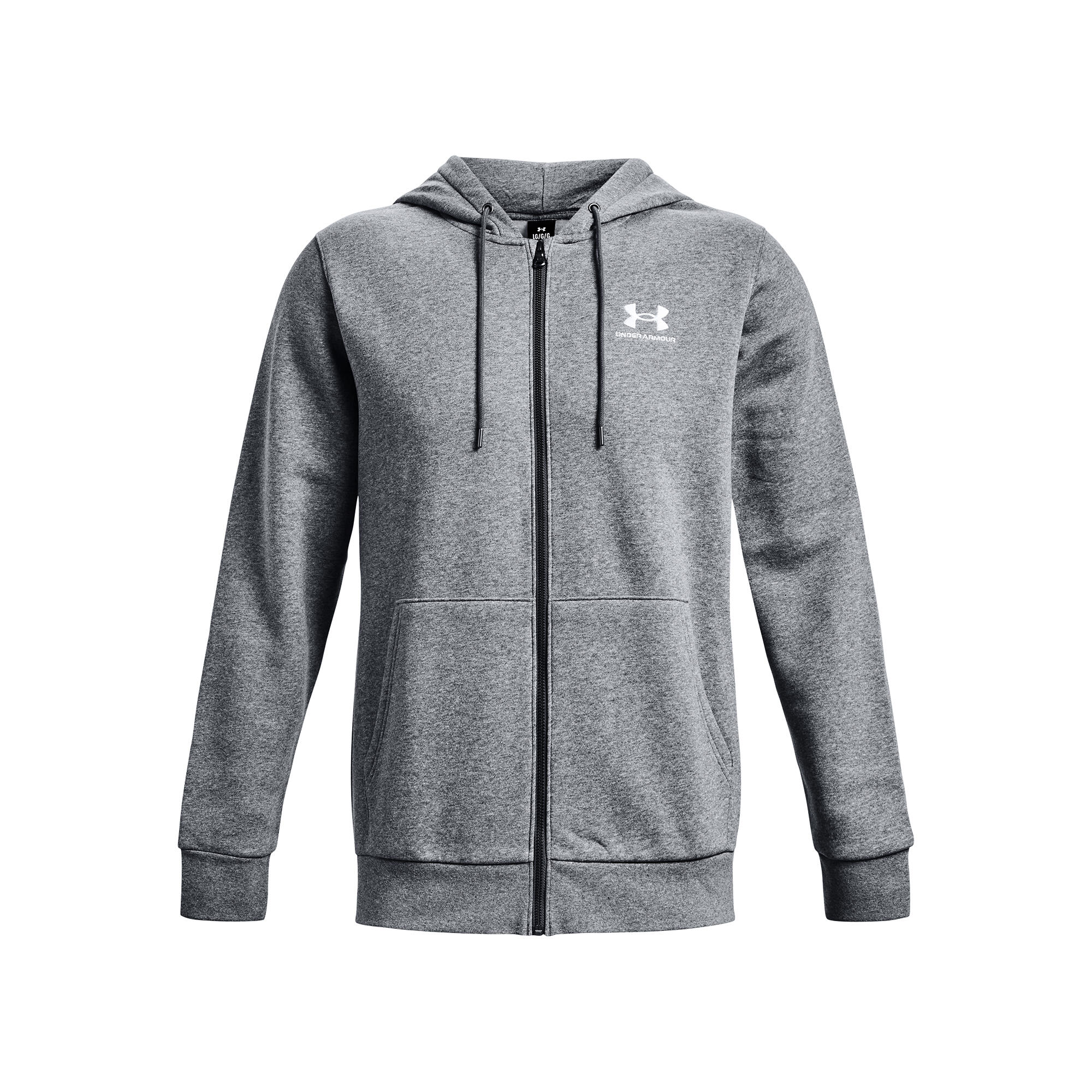 Under Armour - Sweatshirt À Capuche Entièrement Zippé Under Armour Essential Fleece - Coupe Vent - Blanc|gris - S - Decathlon