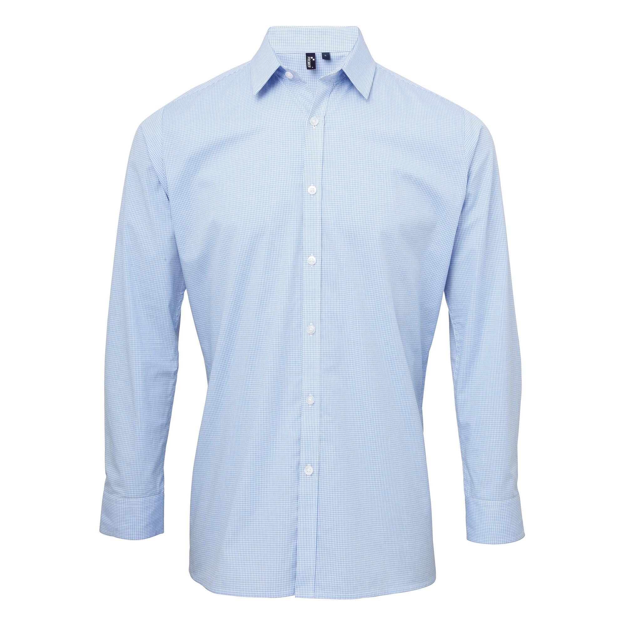 Premier Mens Microcheck Long Sleeve Shirt