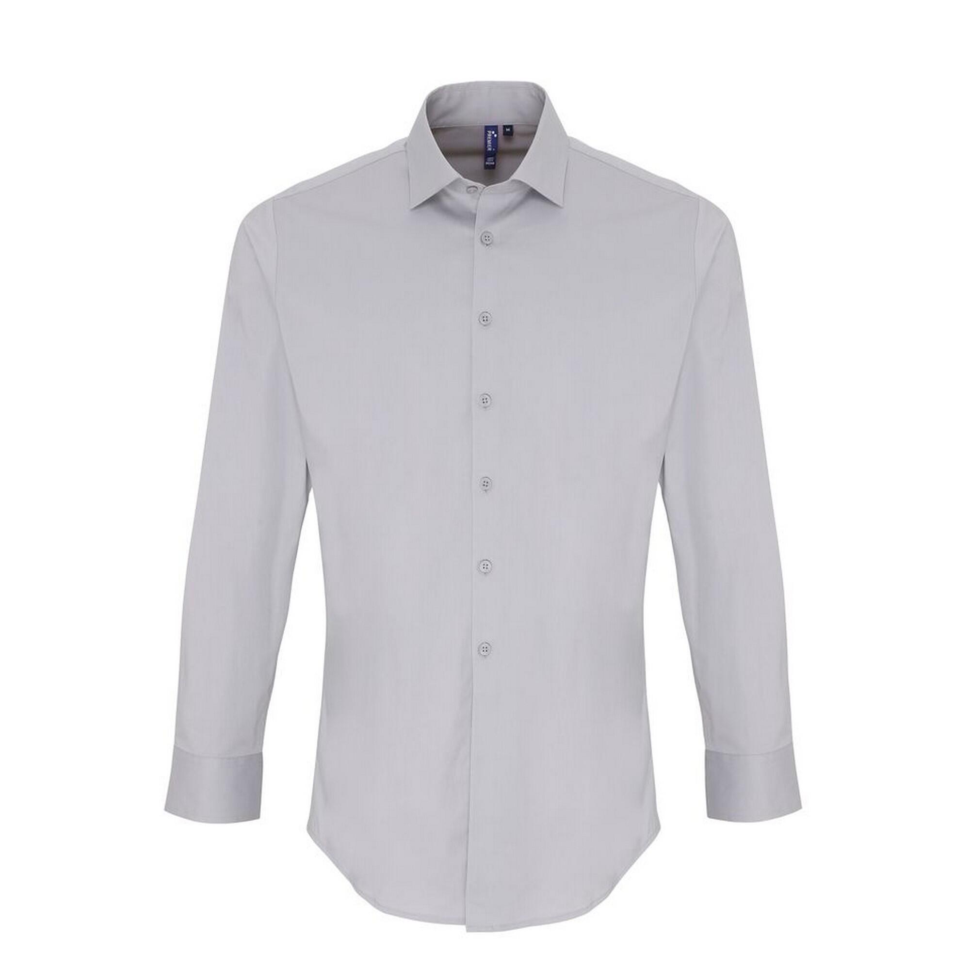 Premier Mens Stretch Fit Poplin Long Sleeve Shirt