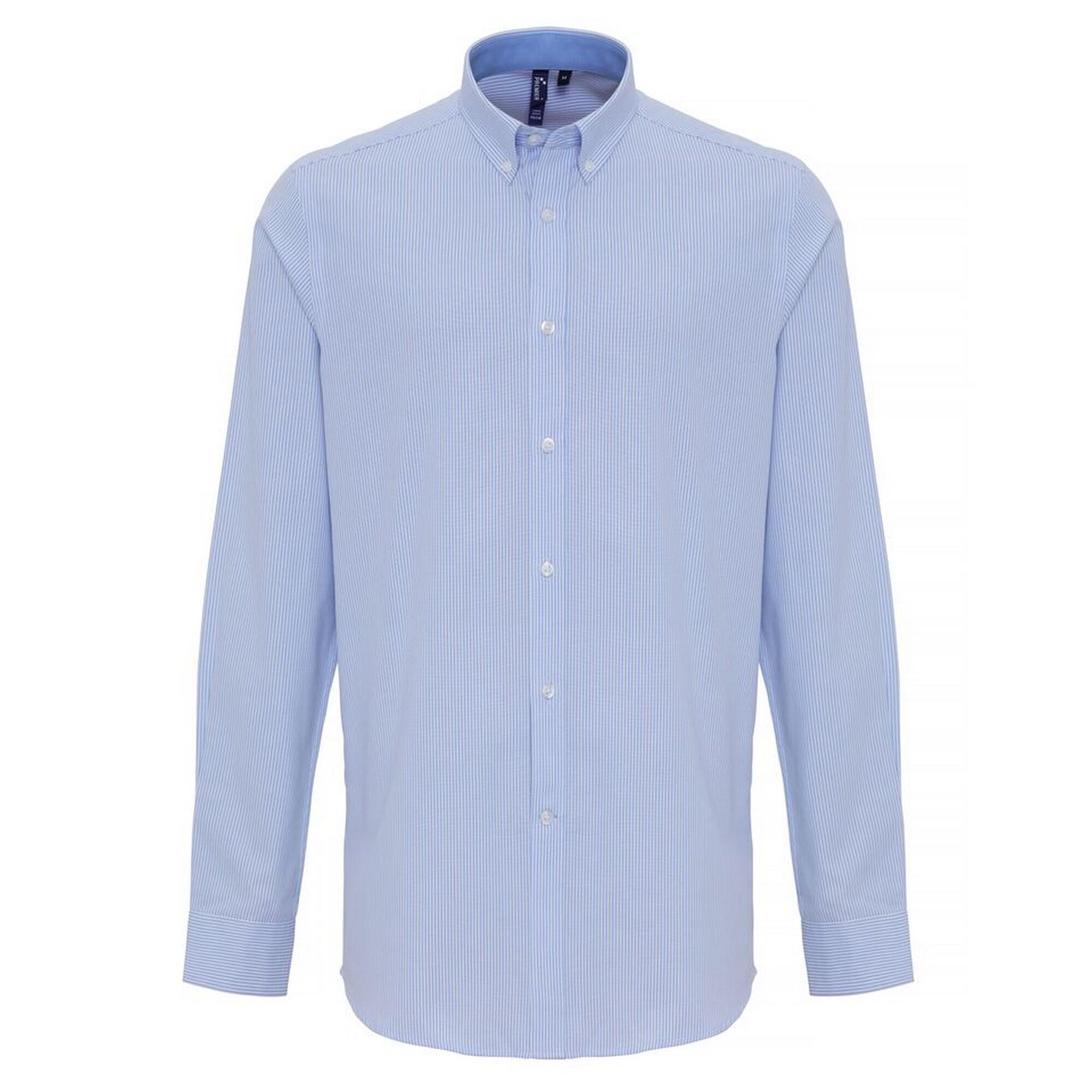 Premier Mens Cotton Rich Oxford Stripe Shirt