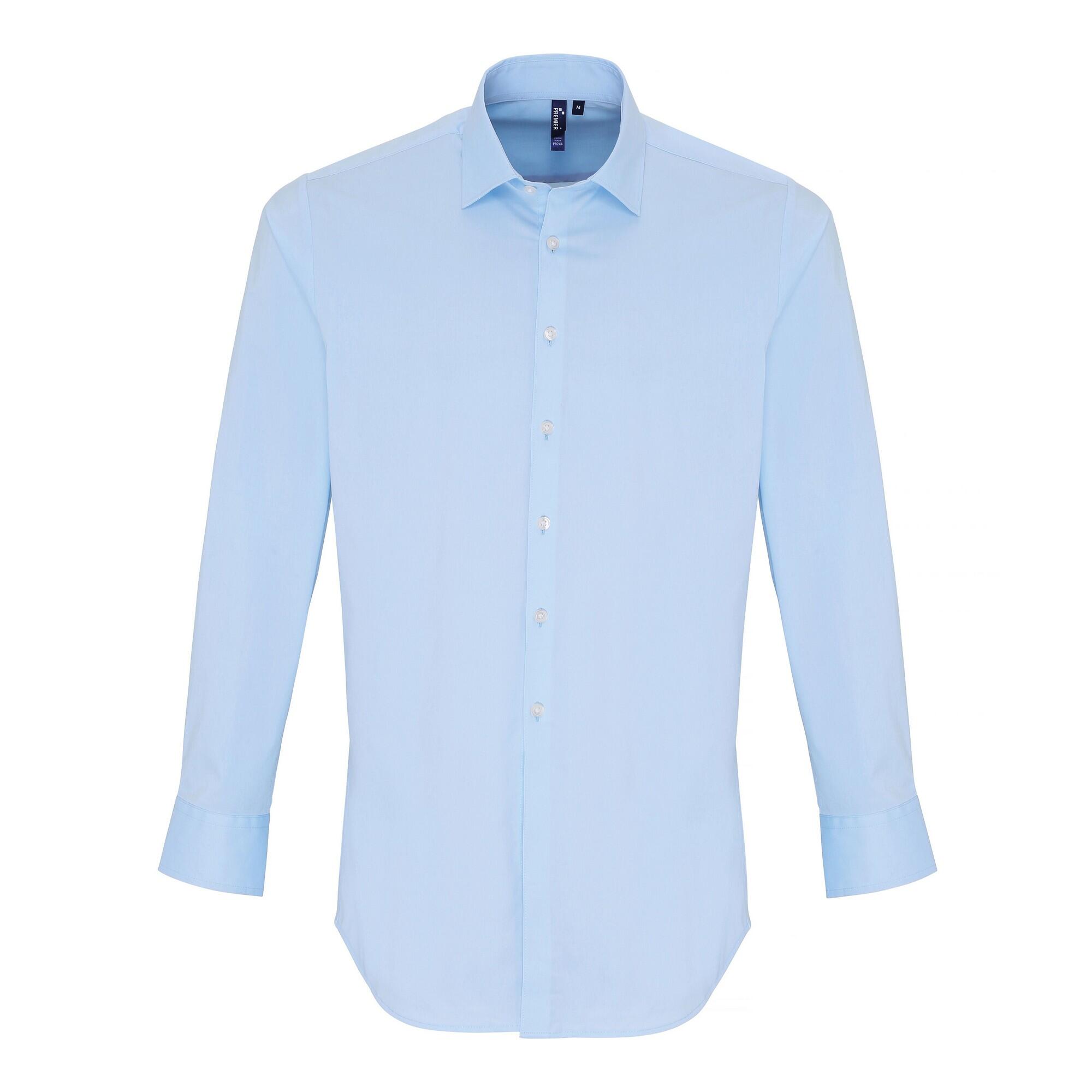 Premier Mens Stretch Fit Poplin Long Sleeve Shirt