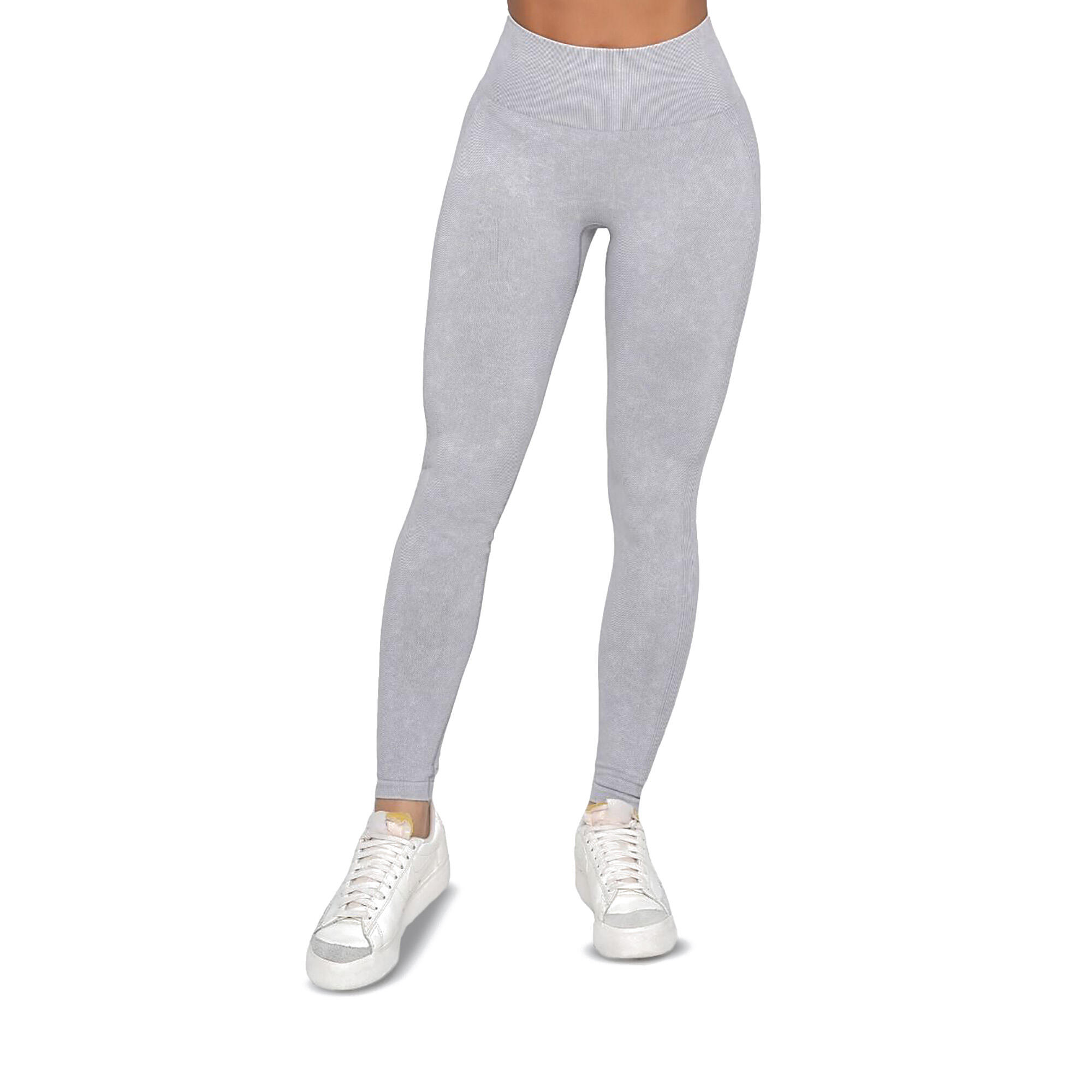 Legginsy damskie fitness bezszwowe szare Lift 5/6