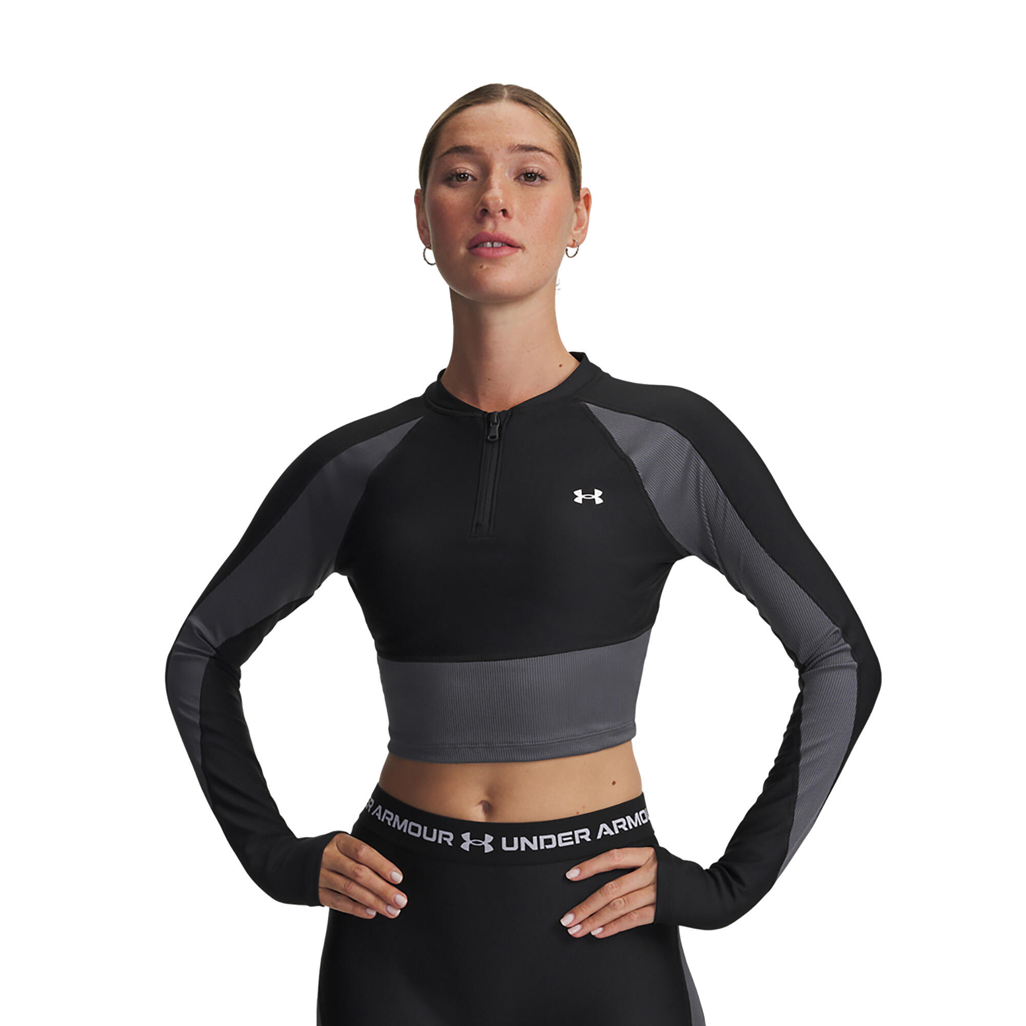 Under Armour HeatGear Rib longsleeve met 1/4 rits 4/4