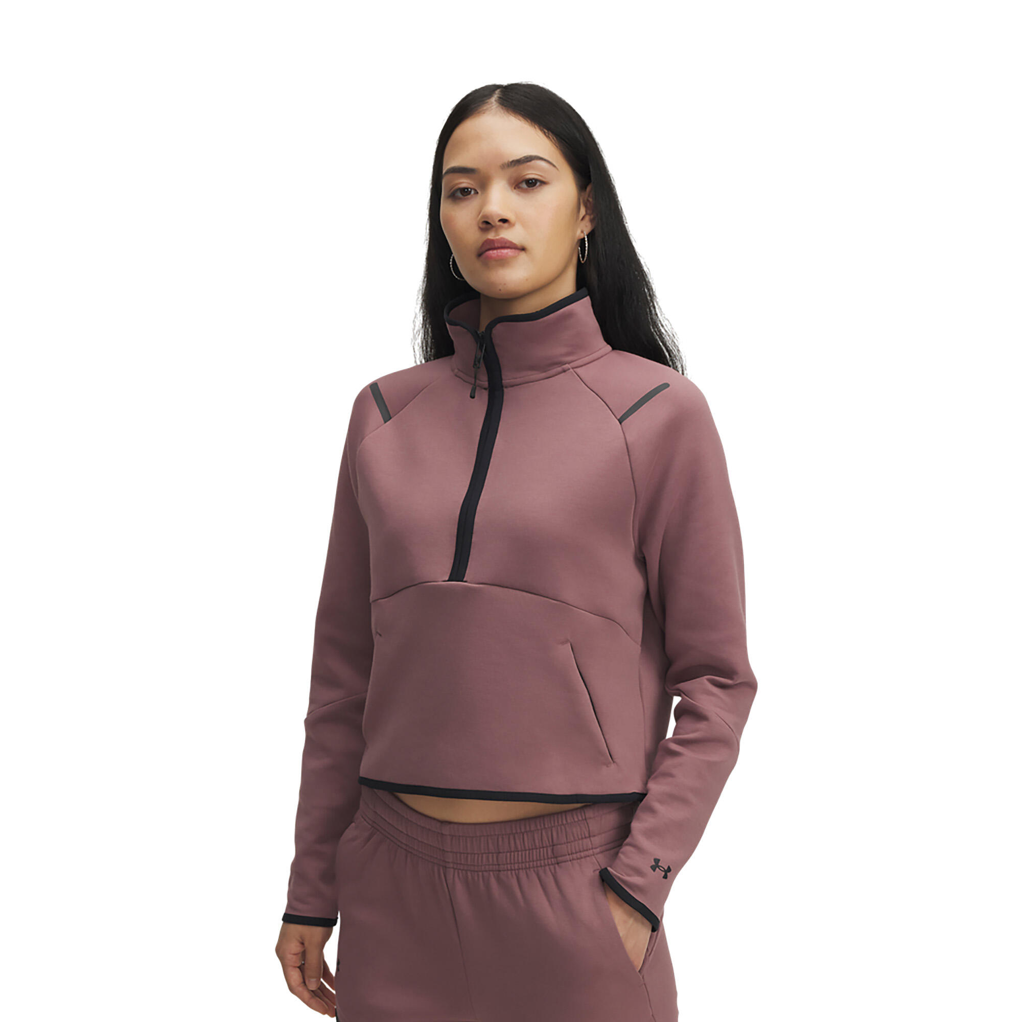 "Unstoppable" Sweatshirt für , mit kurzem Reißverschluss, Fleece Damen Weinrot 4/4