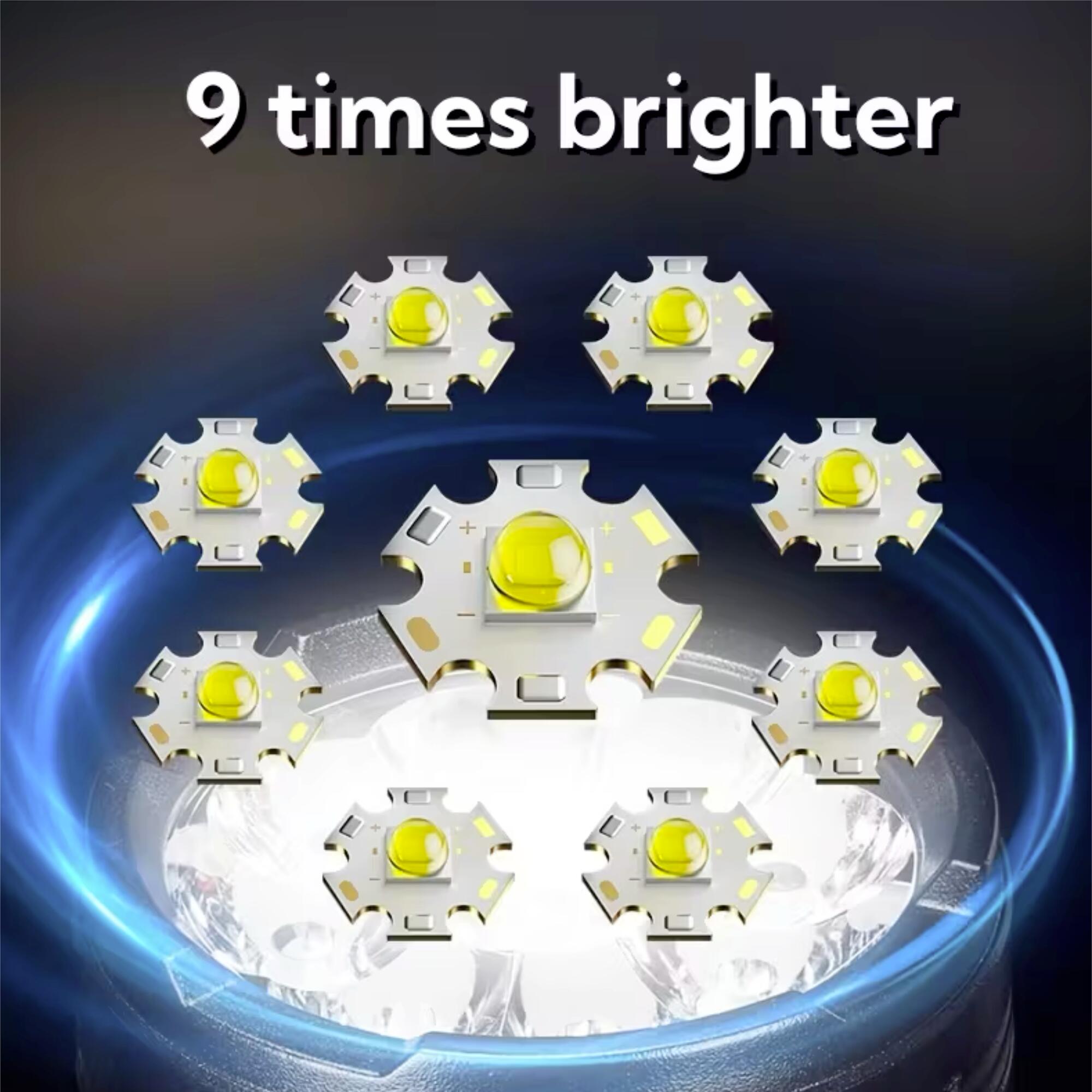 Taschenlampe Akku 9 Led Lampe Standlicht Magnet sehr hell 4/6