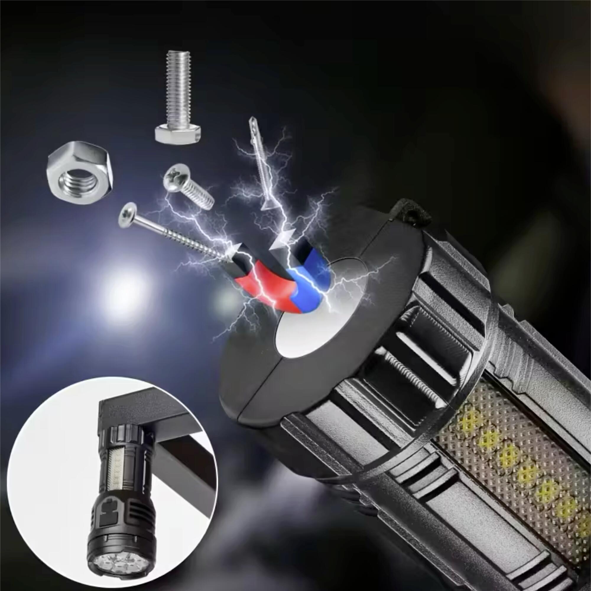 Taschenlampe Akku 9 Led Lampe Standlicht Magnet sehr hell 6/6