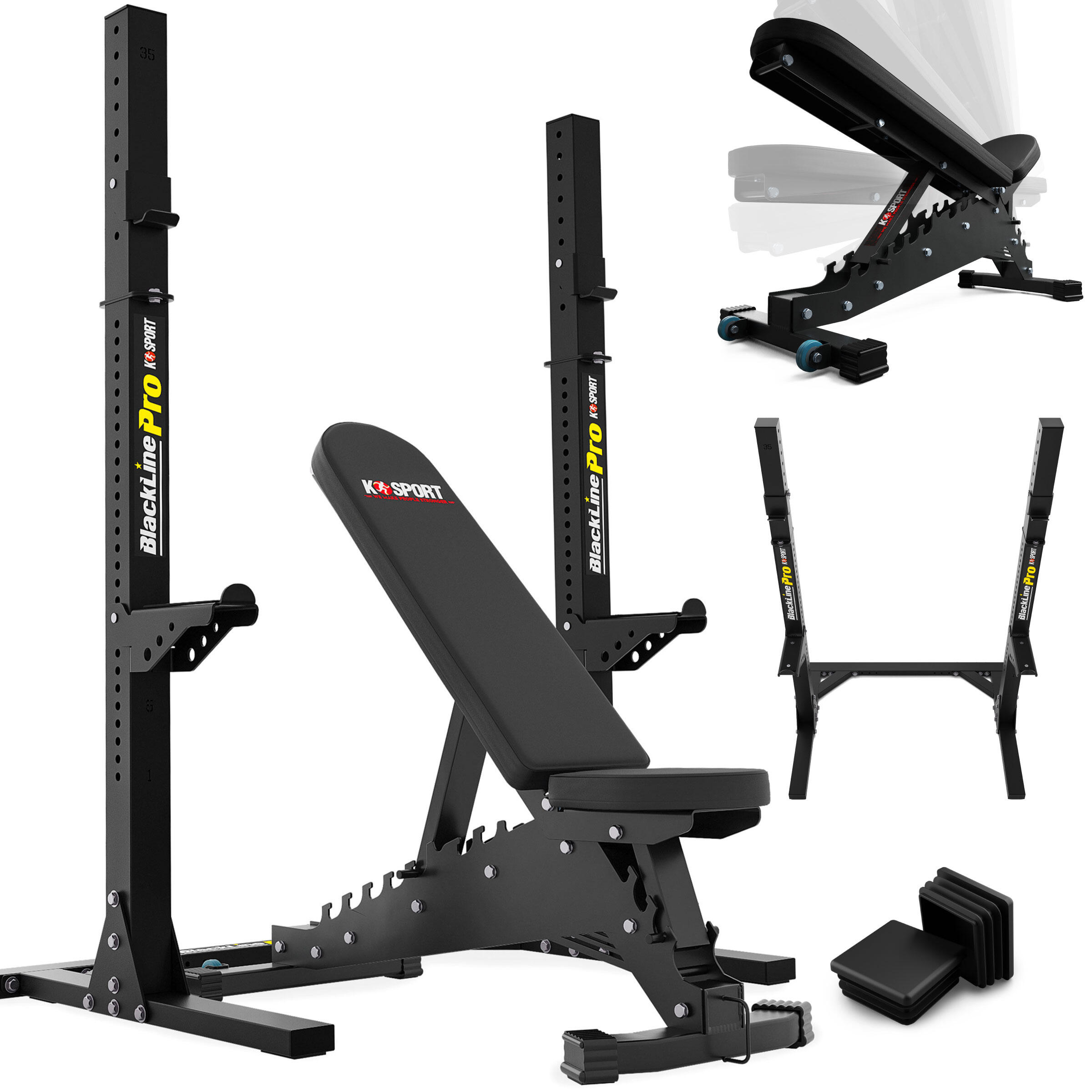 K-sport - Ensemble Squat Rack Avec Banc De Musculation Réglable - Rack À Squat - Noir|rouge - Taille Unique - Decathlon