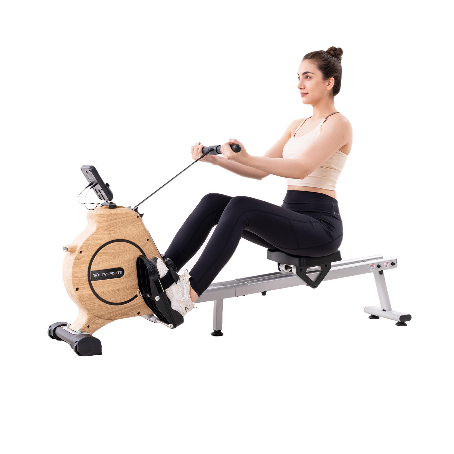 CITYSPORTS Magnetische roeimachine, Fitness, 16 weerstandsniveaus, LCD, Transportwieltjes