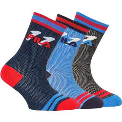 FILA Pack de 3 chaussettes enfant Sock City bleu 31-34