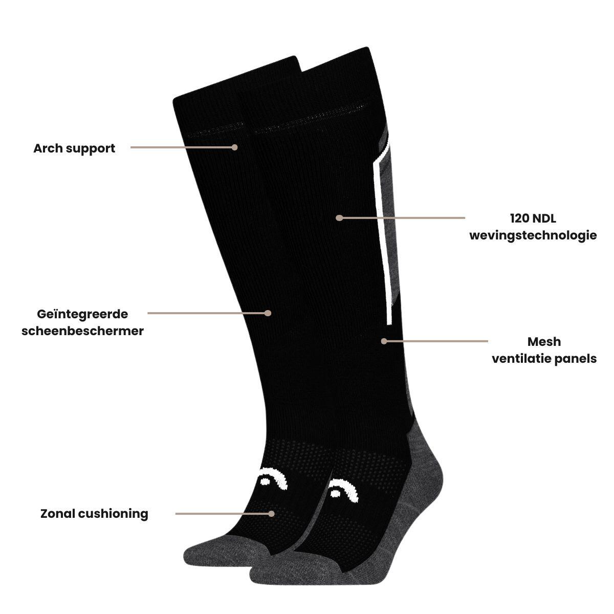 Calcetines de esquí - 2 pares - Negro/Gris oscuro 3/3